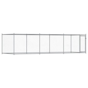 vidaXL Hundezwinger mit Tür Grau 6x2x1,5 m Verzinkter Stahl