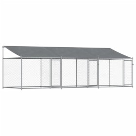 vidaXL Hundezwinger mit Dach und Türen Grau 6x2x2 m Verzinkter Stahl