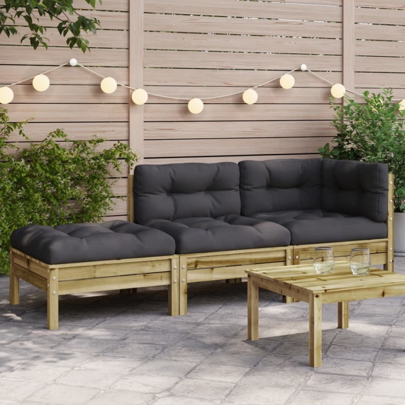 vidaXL Gartensofa mit Kissen und Hocker 2-Sitzer vidaXL Gartensofa mit Kissen und Hocker 2-Sitzer