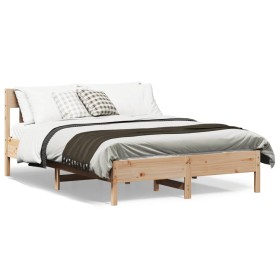 vidaXL Massivholzbett mit Kopfteil 135x190 cm Kiefer