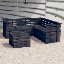 6-tlg. Garten-Sofagarnitur aus Paletten Kiefernholz Dunkelgrau