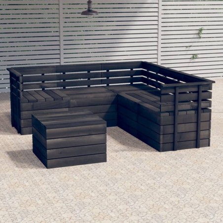 6-tlg. Garten-Sofagarnitur aus Paletten Kiefernholz Dunkelgrau