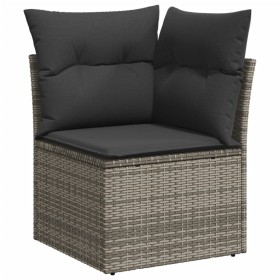 vidaXL Garten-Ecksofa mit Kissen Grau Poly Rattan