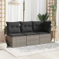 vidaXL Garten-Ecksofa mit Kissen Grau Poly Rattan vidaXL Garten-Ecksofa mit Kissen Grau Poly Rattan