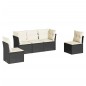 vidaXL 5-tlg. Garten-Sofagarnitur mit Kissen Schwarz Poly Rattan vidaXL 5-tlg. Garten-Sofagarnitur mit Kissen Schwarz Poly Rattan