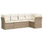 vidaXL 5-tlg. Garten-Sofagarnitur mit Kissen Beige Poly Rattan vidaXL 5-tlg. Garten-Sofagarnitur mit Kissen Beige Poly Rattan