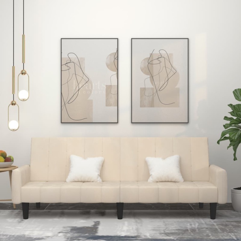 vidaXL Schlafsofa 2-Sitzer Creme Samt vidaXL Schlafsofa 2-Sitzer Creme Samt
