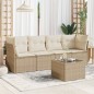 vidaXL 5-tlg. Garten-Sofagarnitur mit Kissen Beige Poly Rattan vidaXL 5-tlg. Garten-Sofagarnitur mit Kissen Beige Poly Rattan