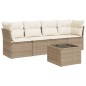 vidaXL 5-tlg. Garten-Sofagarnitur mit Kissen Beige Poly Rattan vidaXL 5-tlg. Garten-Sofagarnitur mit Kissen Beige Poly Rattan