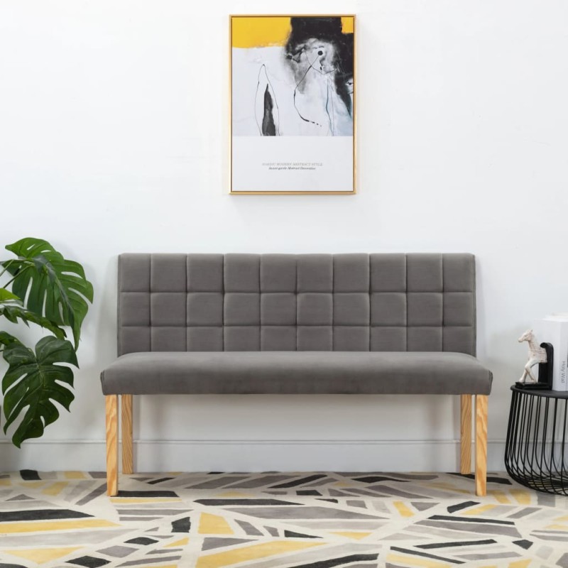 vidaXL Bank 140 cm Grau Samt vidaXL Bank 140 cm Grau Samt