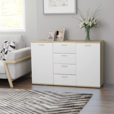 vidaXL Sideboard Weiß Sonoma-Eiche 120x35,5x75 cm Holzwerkstoff