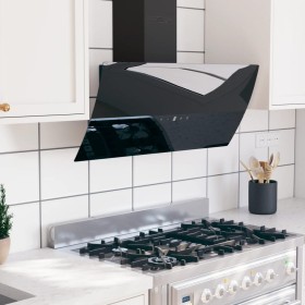 vidaXL Dunstabzugshaube 90 cm Stahl und Hartglas Schwarz