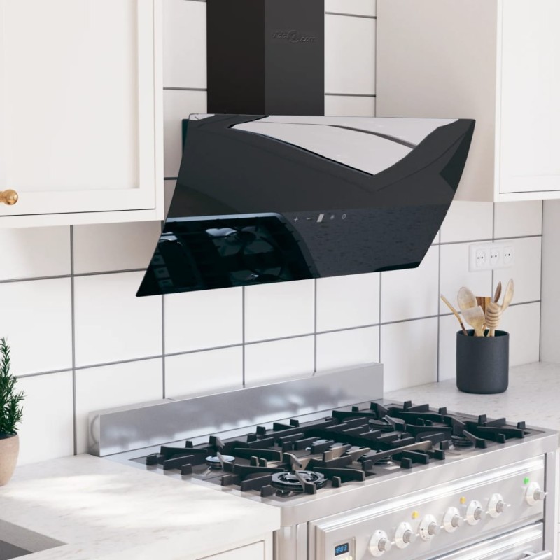 vidaXL Dunstabzugshaube 90 cm Stahl und Hartglas Schwarz vidaXL Dunstabzugshaube 90 cm Stahl und Hartglas Schwarz