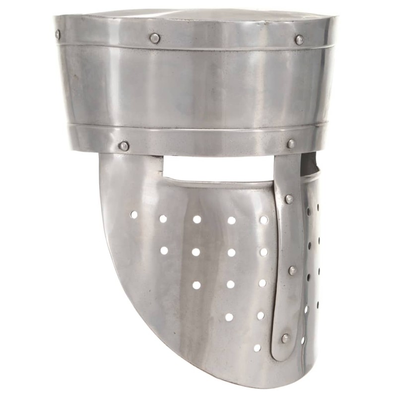 vidaXL Mittelalterlicher Ritterhelm Antik Replik LARP Silbern Stahl vidaXL Mittelalterlicher Ritterhelm Antik Replik LARP Silbern Stahl