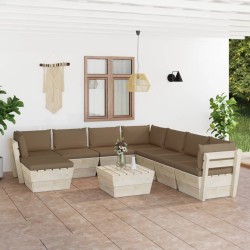 9-tlg. Garten-Sofagarnitur aus Paletten mit Kissen Fichtenholz