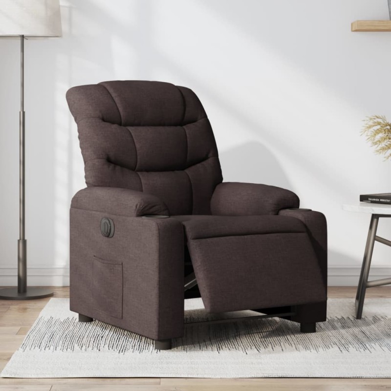 vidaXL Relaxsessel Elektrisch Dunkelbraun Stoff vidaXL Relaxsessel Elektrisch Dunkelbraun Stoff