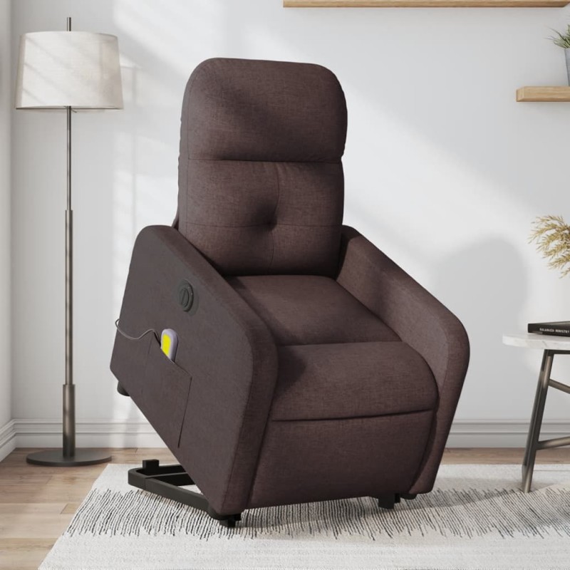 vidaXL Elektrischer Massagesessel mit Aufstehhilfe Dunkelbraun Stoff vidaXL Elektrischer Massagesessel mit Aufstehhilfe Dunkelbraun Stoff