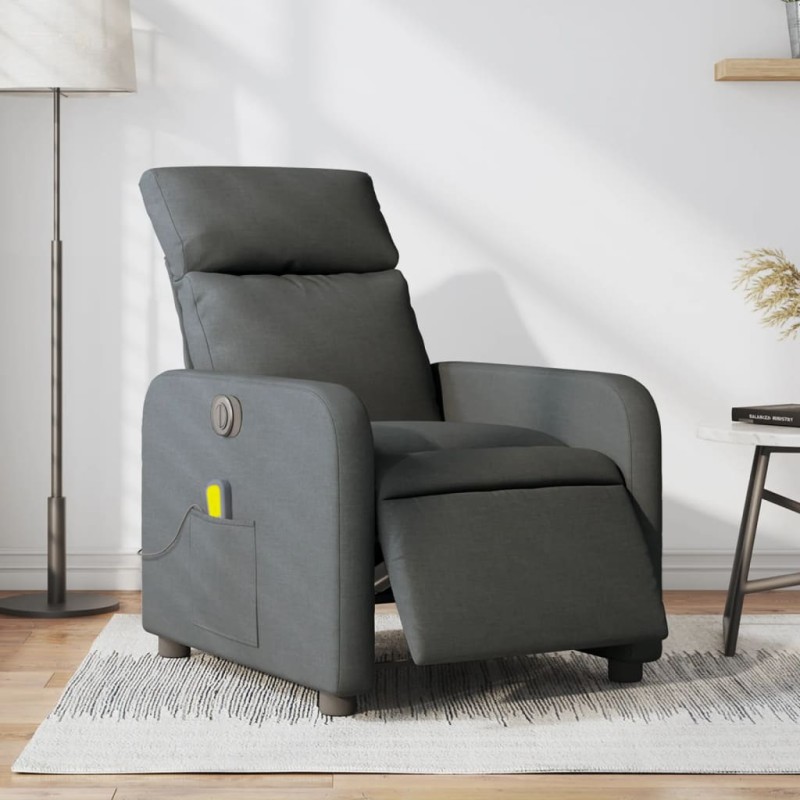 vidaXL Massagesessel Elektrisch Dunkelgrau Stoff vidaXL Massagesessel Elektrisch Dunkelgrau Stoff