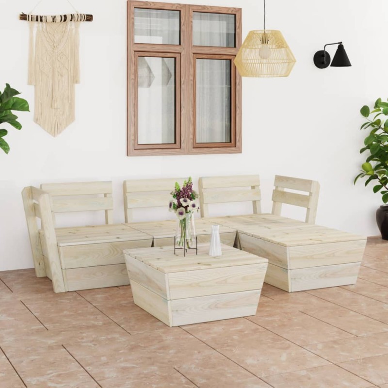 vidaXL 5-tlg. Garten-Paletten-Lounge-Set Imprägniertes Fichtenholz vidaXL 5-tlg. Garten-Paletten-Lounge-Set Imprägniertes Fichtenholz