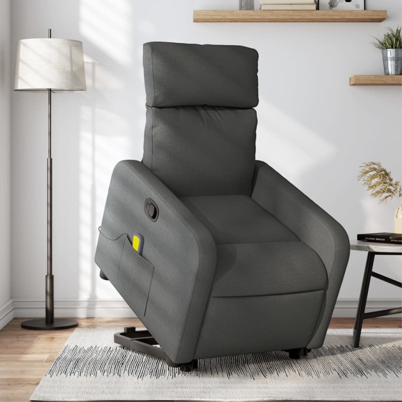 vidaXL Massagesessel mit Aufstehhilfe Dunkelgrau Stoff vidaXL Massagesessel mit Aufstehhilfe Dunkelgrau Stoff