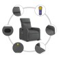 vidaXL Massagesessel mit Aufstehhilfe Dunkelgrau Stoff vidaXL Massagesessel mit Aufstehhilfe Dunkelgrau Stoff