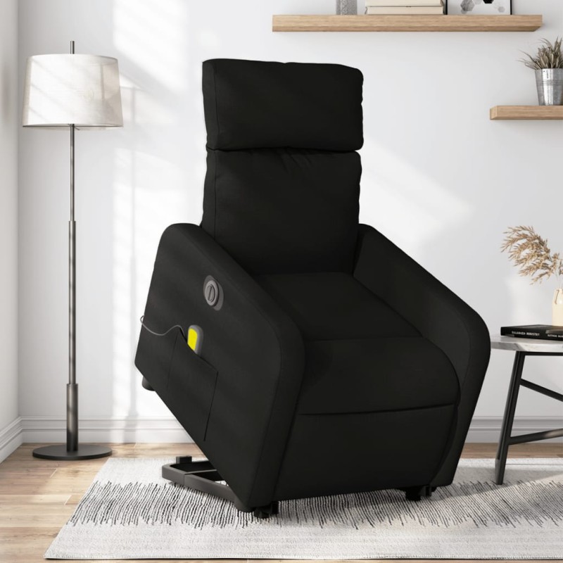 vidaXL Elektrischer Massagesessel mit Aufstehhilfe Schwarz Stoff vidaXL Elektrischer Massagesessel mit Aufstehhilfe Schwarz Stoff