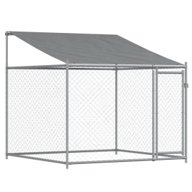 vidaXL Hundezwinger mit Dach und Tür Grau 2x2x2 m Verzinkter Stahl