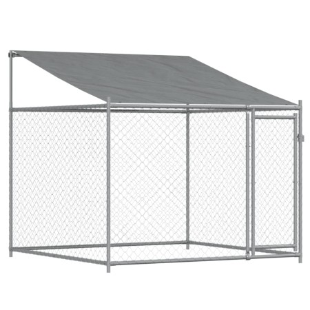 vidaXL Hundezwinger mit Dach und Tür Grau 2x2x2 m Verzinkter Stahl