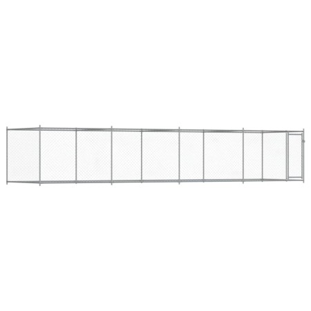 vidaXL Hundezwinger mit Tür Grau 8x2x1,5 m Verzinkter Stahl