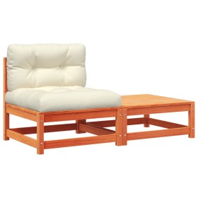 vidaXL Gartensofa ohne Armlehnen mit Kissen und Hocker