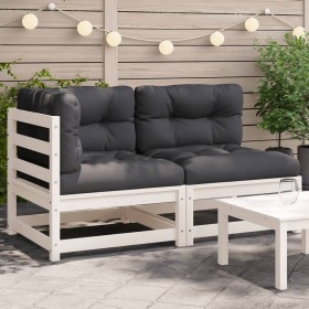 vidaXL Gartensofa mit Kissen 2-Sitzer Weiß Massivholz Kiefer