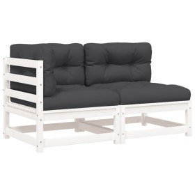 vidaXL Gartensofa mit Kissen 2-Sitzer Weiß Massivholz Kiefer