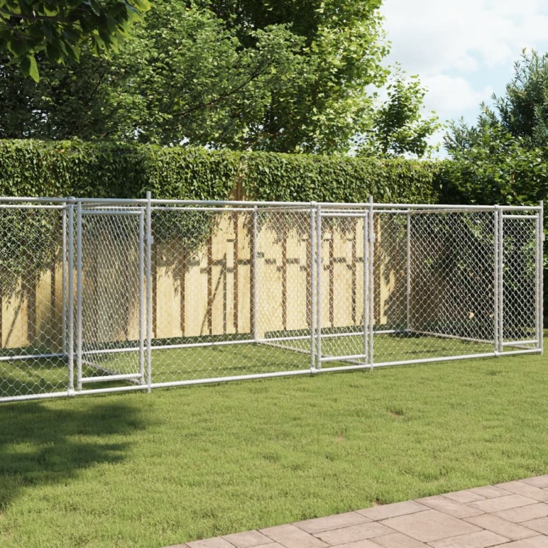 vidaXL Hundezwinger mit Türen Grau 8x2x1,5 m Verzinkter Stahl vidaXL Hundezwinger mit Türen Grau 8x2x1,5 m Verzinkter Stahl
