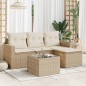 vidaXL 5-tlg. Garten-Sofagarnitur mit Kissen Beige Poly Rattan vidaXL 5-tlg. Garten-Sofagarnitur mit Kissen Beige Poly Rattan