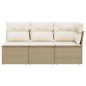 vidaXL Gartensofa mit Kissen 3-Sitzer Beige Poly Rattan vidaXL Gartensofa mit Kissen 3-Sitzer Beige Poly Rattan