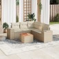 vidaXL 6-tlg. Garten-Sofagarnitur mit Kissen Beige Poly Rattan vidaXL 6-tlg. Garten-Sofagarnitur mit Kissen Beige Poly Rattan