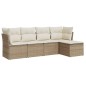 vidaXL 5-tlg. Garten-Sofagarnitur mit Kissen Beige Poly Rattan vidaXL 5-tlg. Garten-Sofagarnitur mit Kissen Beige Poly Rattan
