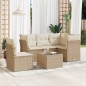 vidaXL 6-tlg. Garten-Sofagarnitur mit Kissen Beige Poly Rattan vidaXL 6-tlg. Garten-Sofagarnitur mit Kissen Beige Poly Rattan