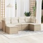 vidaXL 6-tlg. Garten-Sofagarnitur mit Kissen Beige Poly Rattan vidaXL 6-tlg. Garten-Sofagarnitur mit Kissen Beige Poly Rattan