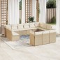 vidaXL 13-tlg. Garten-Sofagarnitur mit Kissen Beige Poly Rattan vidaXL 13-tlg. Garten-Sofagarnitur mit Kissen Beige Poly Rattan