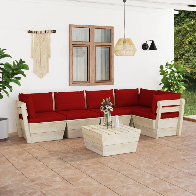 vidaXL 6-tlg. Garten-Sofagarnitur aus Paletten mit Kissen Fichtenholz vidaXL 6-tlg. Garten-Sofagarnitur aus Paletten mit Kissen Fichtenholz