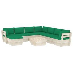 vidaXL 9-tlg. Garten-Sofagarnitur aus Paletten mit Kissen Fichtenholz