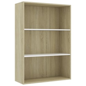 vidaXL Bücherregal 3 Fächer Weiß Sonoma-Eiche 80x30x114 Holzwerkstoff