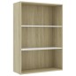 vidaXL Bücherregal 3 Fächer Weiß Sonoma-Eiche 80x30x114 Holzwerkstoff vidaXL Bücherregal 3 Fächer Weiß Sonoma-Eiche 80x30x114 Holzwerkstoff
