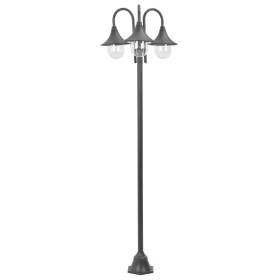 vidaXL Garten-Pollerleuchte E27 220 cm Aluminium 3-Laterne Bronze 