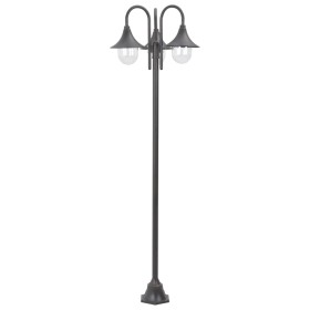 vidaXL Garten-Pollerleuchte E27 220 cm Aluminium 3-Laterne Bronze 