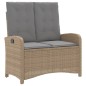 vidaXL Gartenbank Verstellbar mit Kissen Beige Poly Rattan vidaXL Gartenbank Verstellbar mit Kissen Beige Poly Rattan