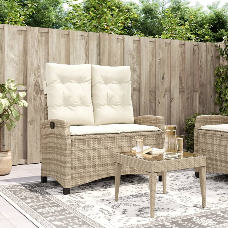 vidaXL Gartenbank Verstellbar mit Kissen Beige Poly Rattan vidaXL Gartenbank Verstellbar mit Kissen Beige Poly Rattan