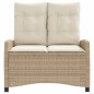 vidaXL Gartenbank Verstellbar mit Kissen Beige Poly Rattan vidaXL Gartenbank Verstellbar mit Kissen Beige Poly Rattan