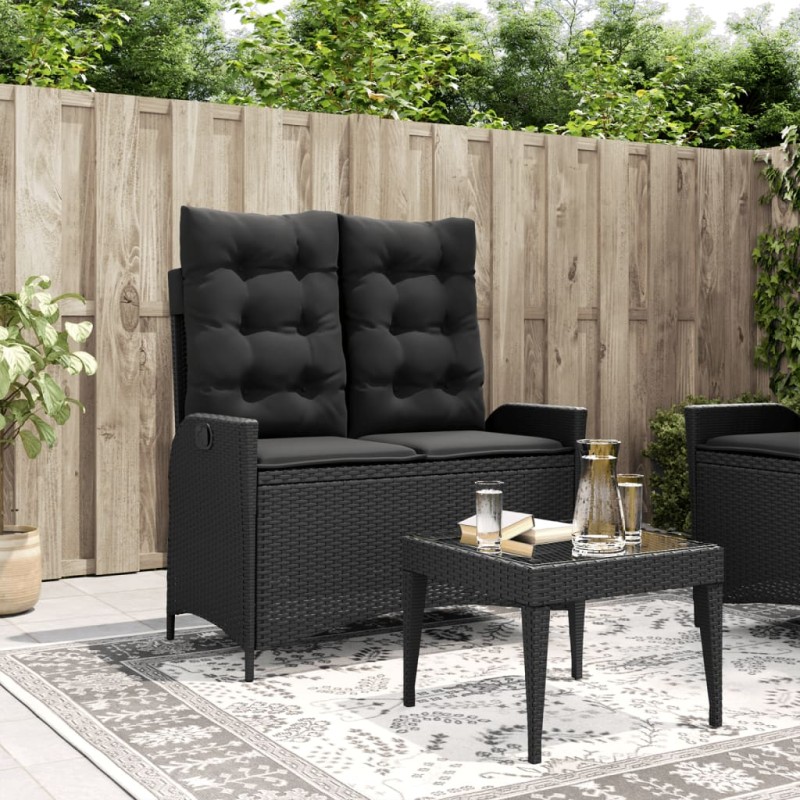 vidaXL Gartenbank Verstellbar mit Kissen Schwarz Poly Rattan vidaXL Gartenbank Verstellbar mit Kissen Schwarz Poly Rattan